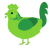 A grass and viridian chicken with a neck-speckle pattern