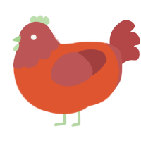 Pumpkin, a vermilion and red chicken with a head pattern