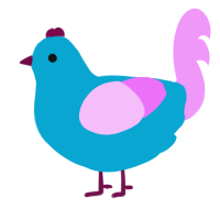 Numero Uno, a cerulean and lavender chicken