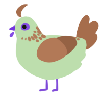 Matcha, a gluppy and brown chicken with a neck-speckle pattern