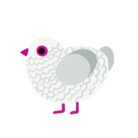 red eye, a white and silver chicken with a lace pattern