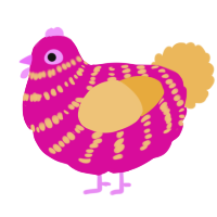 KFC, a fuchsia and honey chicken with a bar pattern