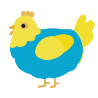 Equinox, a cerulean and yellow chicken with a head pattern