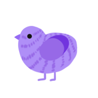 Purple, a lilac and blurple chicken with a bar pattern