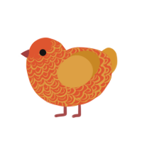 Lava, a vermilion and orange chicken with a double-lace pattern