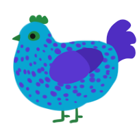 Ocean, a cerulean and indigo chicken with a speckle pattern