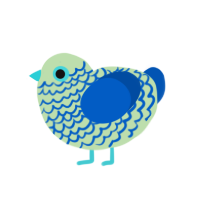 Stinky, a gluppy and ultramarine chicken with a lace pattern