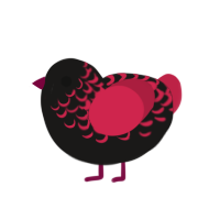 Dull Embers, a sable and crimson chicken with a half-lace pattern