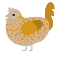 potato bread, a beige and ochre chicken with a speckle pattern