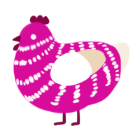 Dragonfruit, a fuchsia and cream chicken with a bar pattern