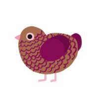 kelp, a brown and wine chicken with a lace pattern