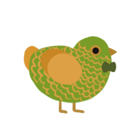 Eddie, a chartreuse and orange chicken with a lace pattern