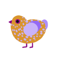 A, a orange and lilac chicken with a speckle pattern