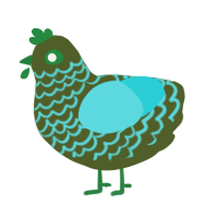 (unnamed), a olive and aqua chicken with a lace pattern