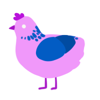 Bluerash, a lavender and ultramarine chicken with a neck-speckle pattern