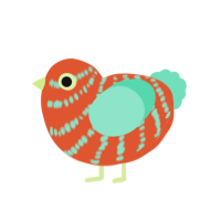 (unnamed), a vermilion and mint chicken with a bar pattern