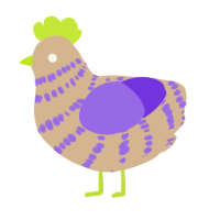 Sanders, a beige and blurple chicken with a bar pattern