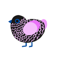 Kaleidoscope, a sable and lavender chicken with a lace pattern