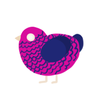 (unnamed), a fuchsia and navy chicken with a lace pattern