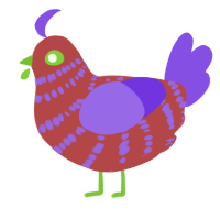 (unnamed), a red and blurple chicken with a bar pattern