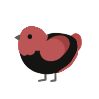 reject, a black and red chicken with a head pattern