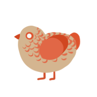 (unnamed), a beige and vermilion chicken with a half-lace pattern