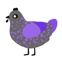 (unnamed), a grey and blurple chicken with a speckle pattern