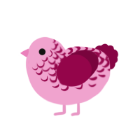 Lovely, a pink and maroon chicken with a half-lace pattern