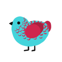 (unnamed), a aqua and crimson chicken with a half-lace pattern