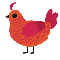 (unnamed), a vermilion and crimson chicken with a lace pattern