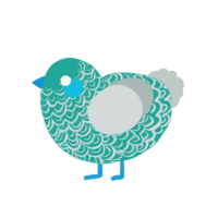 Gemhide, a turquoise and silver chicken with a double-lace pattern