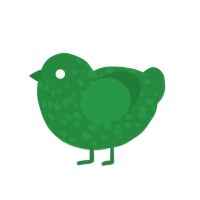 Pickle, a viridian chicken with a speckle pattern