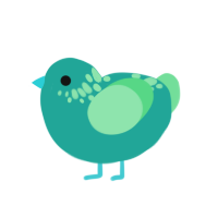 Glass Apple, a turquoise and spring chicken with a neck-speckle pattern