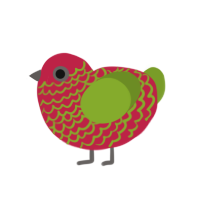 (unnamed), a crimson and chartreuse chicken with a lace pattern