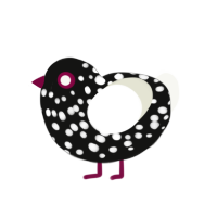 Shoplifting, a black and white chicken with a speckle pattern