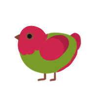 (unnamed), a chartreuse and crimson chicken with a head pattern