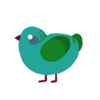 Bulbasaur, a turquoise and leaf chicken with a neck-band pattern