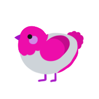 Lipstick, a mist and fuchsia chicken with a head pattern