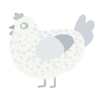 (unnamed), a white and mist chicken with a speckle pattern