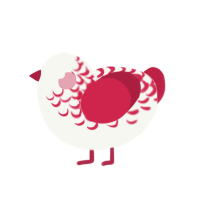 (unnamed), a white and crimson chicken with a half-lace pattern