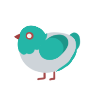 Space Miku, a mist and turquoise chicken with a head pattern