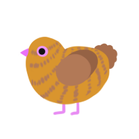 Honey mustard, a orange and brown chicken with a bar pattern