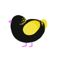 (unnamed), a black and yellow chicken with a neck-band pattern