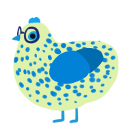 Feta Forgotten, a apple and sapphire chicken with a speckle pattern