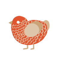 (unnamed), a vermilion and beige chicken with a lace pattern