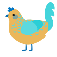 Kiisu, a honey and aqua chicken with a half-lace pattern