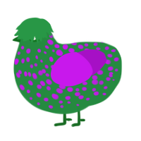 (unnamed), a viridian and amethyst chicken with a speckle pattern