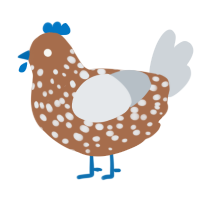 (unnamed), a brown and mist chicken with a speckle pattern