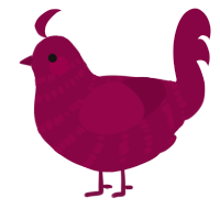 Mary, a maroon chicken with a bar pattern