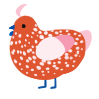 (unnamed), a vermilion and rose chicken with a speckle pattern